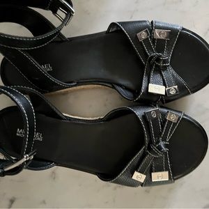 Black Michael Kors MK Platform Sandals